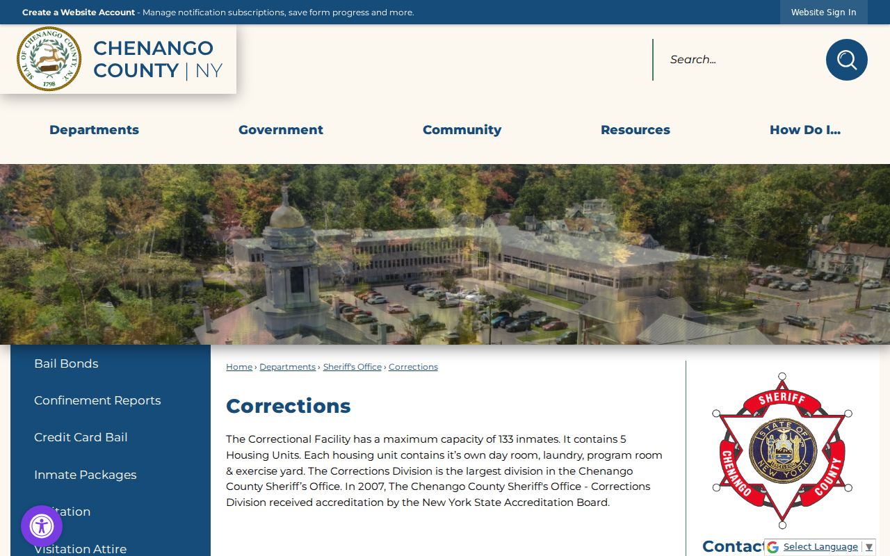 Chenango County criminal history correctional facility information