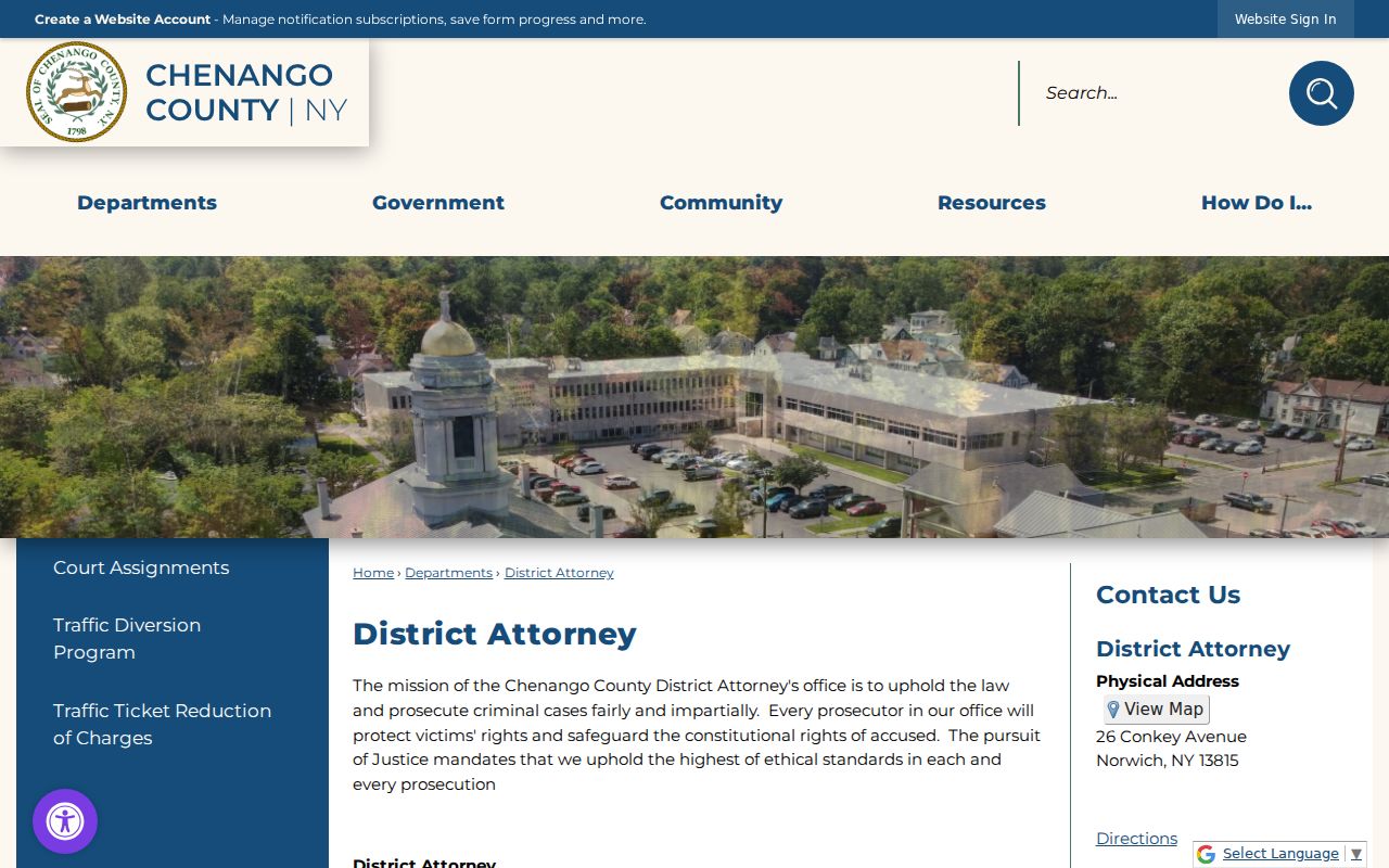 Norwich criminal records context at the Chenango County District Attorney office