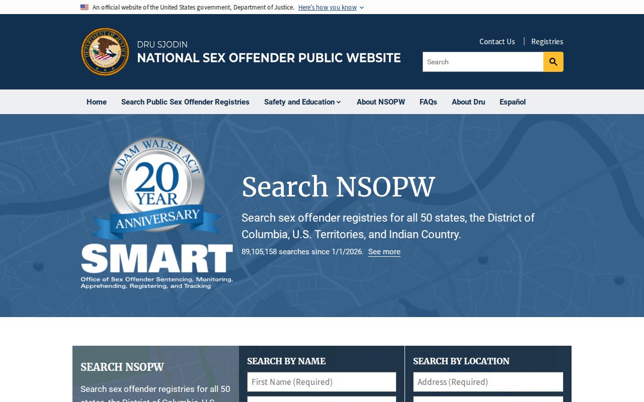 National search layer for a Chenango County sex offender lookup